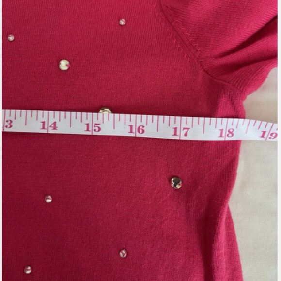 KATE SPADE New York City Live Colorfully Hot Pink Rhinestone sweater cardigan M - Picture 5 of 12